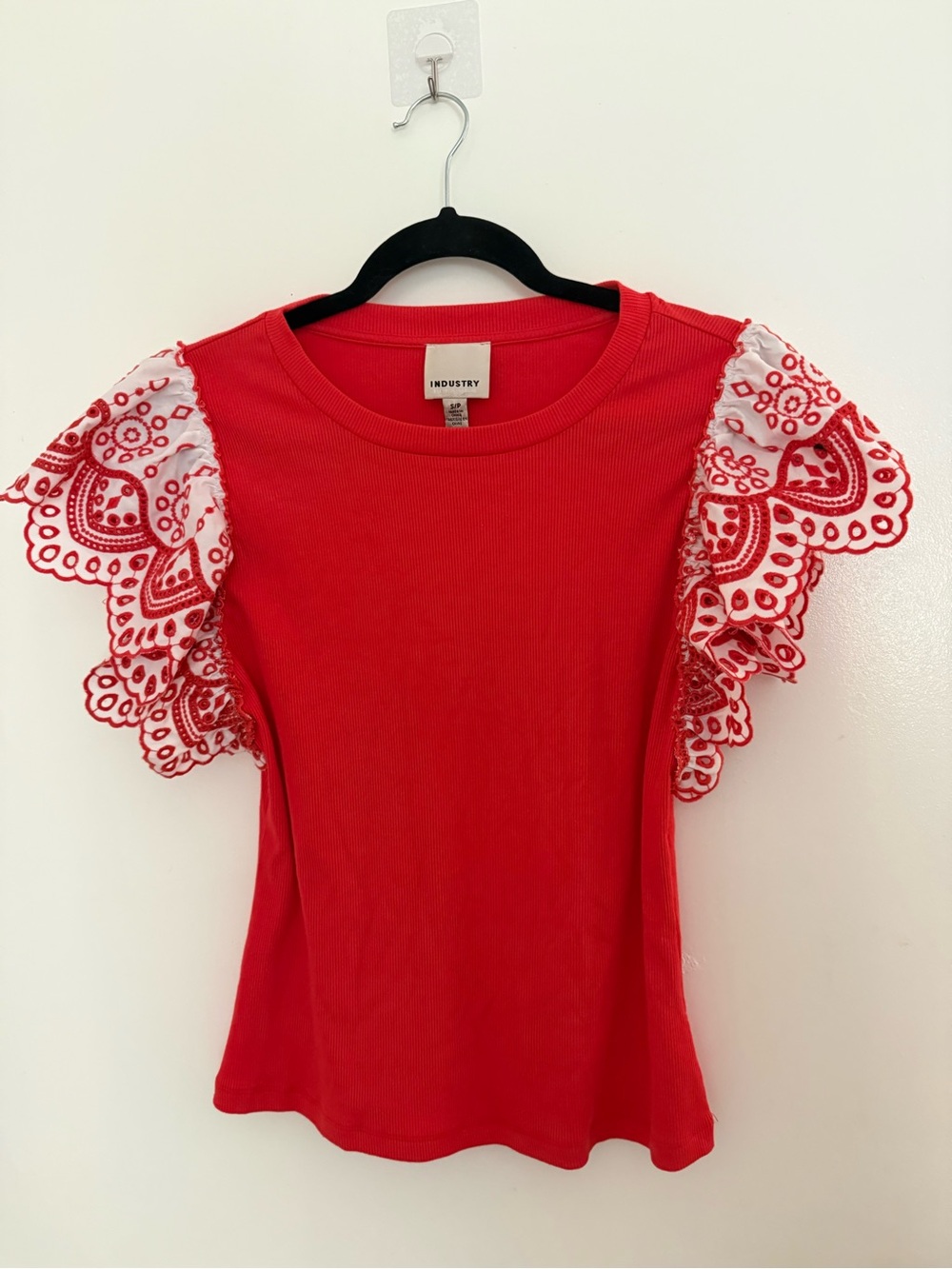 INDUSTRY REPUBLIC CLOTHING Eyelet Sleeve T-Shirt.